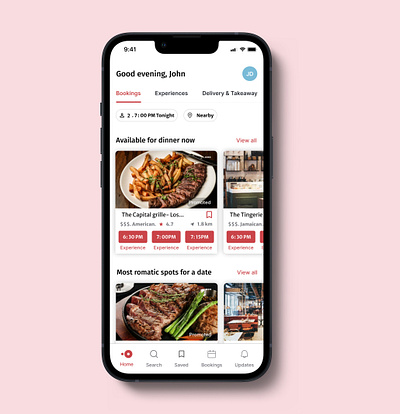 Open Table card dining app food app home screen mobile app mobile interface ui uiux ux