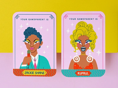 Gawdparents | Part 01 artwork boardgame boardgame cards character character design drag drag queen gay handmade illustration jackie shane pride queer rupaul