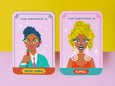 Gawdparents | Part 01 artwork boardgame boardgame cards character character design drag drag queen gay handmade illustration jackie shane pride queer rupaul