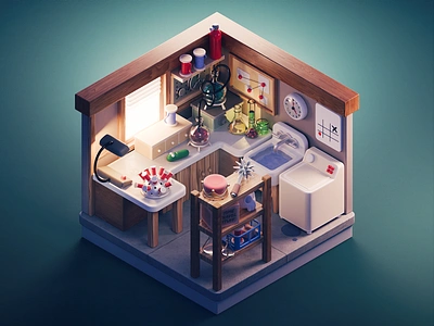 Rick and Morty 3d blender diorama garage illustration isometric render rick and morty room