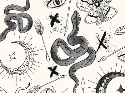 Halloween Black Magic Pattern design graphic design illustration surface and pattern design