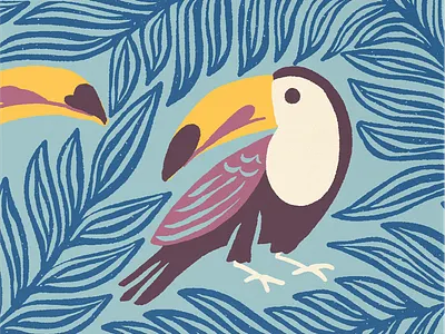 Toucan Pair Art Print art bird handdrawn illustration toucan tropical