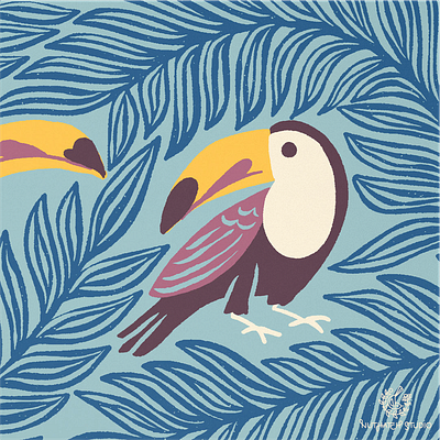 Toucan Pair Art Print art bird handdrawn illustration toucan tropical