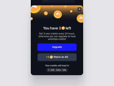 Mobile app - Modal coins dark theme game mobile mobile app mobileapp modal