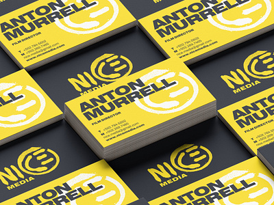 Nice Media Business Cards brand branding business card design film graphic design iden identity logo media smile smiley face stationary