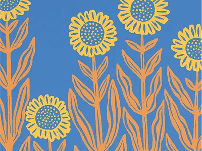 Sunflower Patch Art Print art flowers handdrawn illustration sunflower