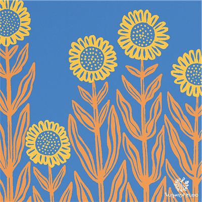 Sunflower Patch Art Print art flowers handdrawn illustration sunflower