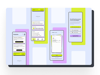 Vocabulary Mobile App #2 brutalism design flat design mobile app ui ux vector