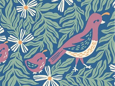 Quail Meadows Art Print art bird birds flowers handdrawn illustration quails