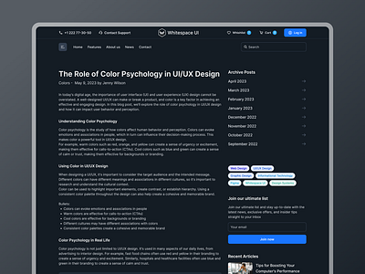 Blog Single Page UI - Whitespace UI blog blog figma blog page blog single blog single ui blog ui blog ui figma dark mode design design system figma free ui free ui kit single blog post ui ui design ui kit ux design web design