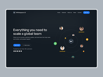 Landing page hero section - Whitespace UI branding dark mode design figma free ui kit hero hero saas homepage illustration landing page landing page ui landing ui logo saas website ui ui design ui kit ux design web design