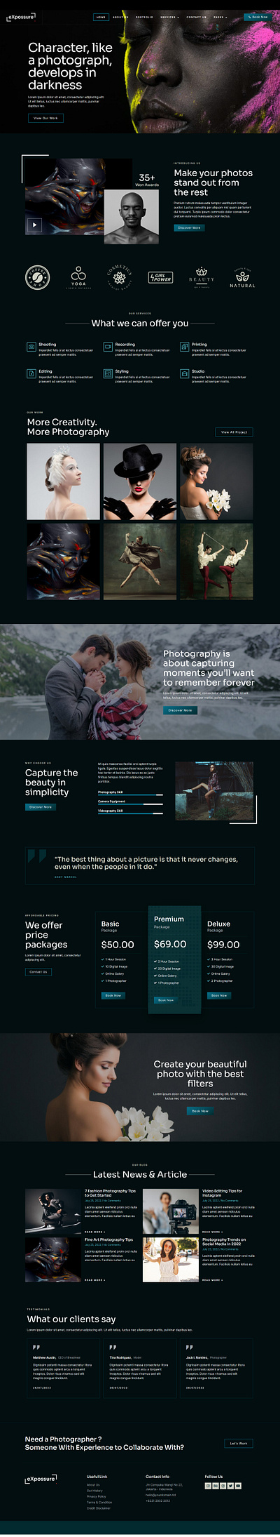 Photographer Website 3 branding design graphic design ui ux website wordpress