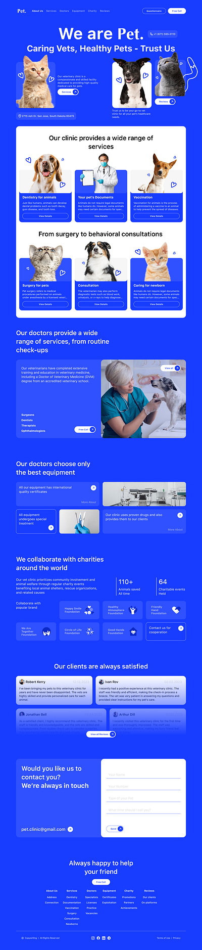 Pet - Vet Clinic Website UI Design app branding design graphic design illustration logo typography ui ux vector