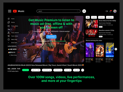 Music Web App Concept best design design home page home page designer landing page landing page design landing page designer music music website official blog ui web web app web application web page web site designer website youtube youtube blog youtube help