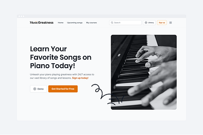 Music Greatness ⎯ Online Piano Lessons Website Design brand design branding design figma graphic design illustration landing page logo product design ui ui design ui ux design ux ux design web design website website design