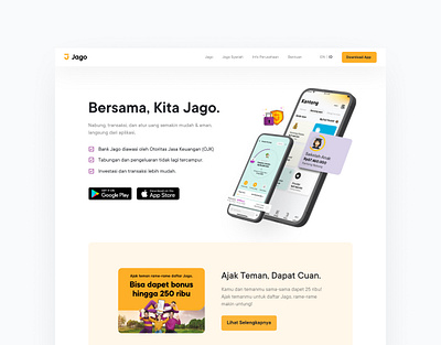 Bank Jago Website - Landing Page Redesign bank figma finance framer redesign ui uidesign uiux ux uxdesign webdesign website