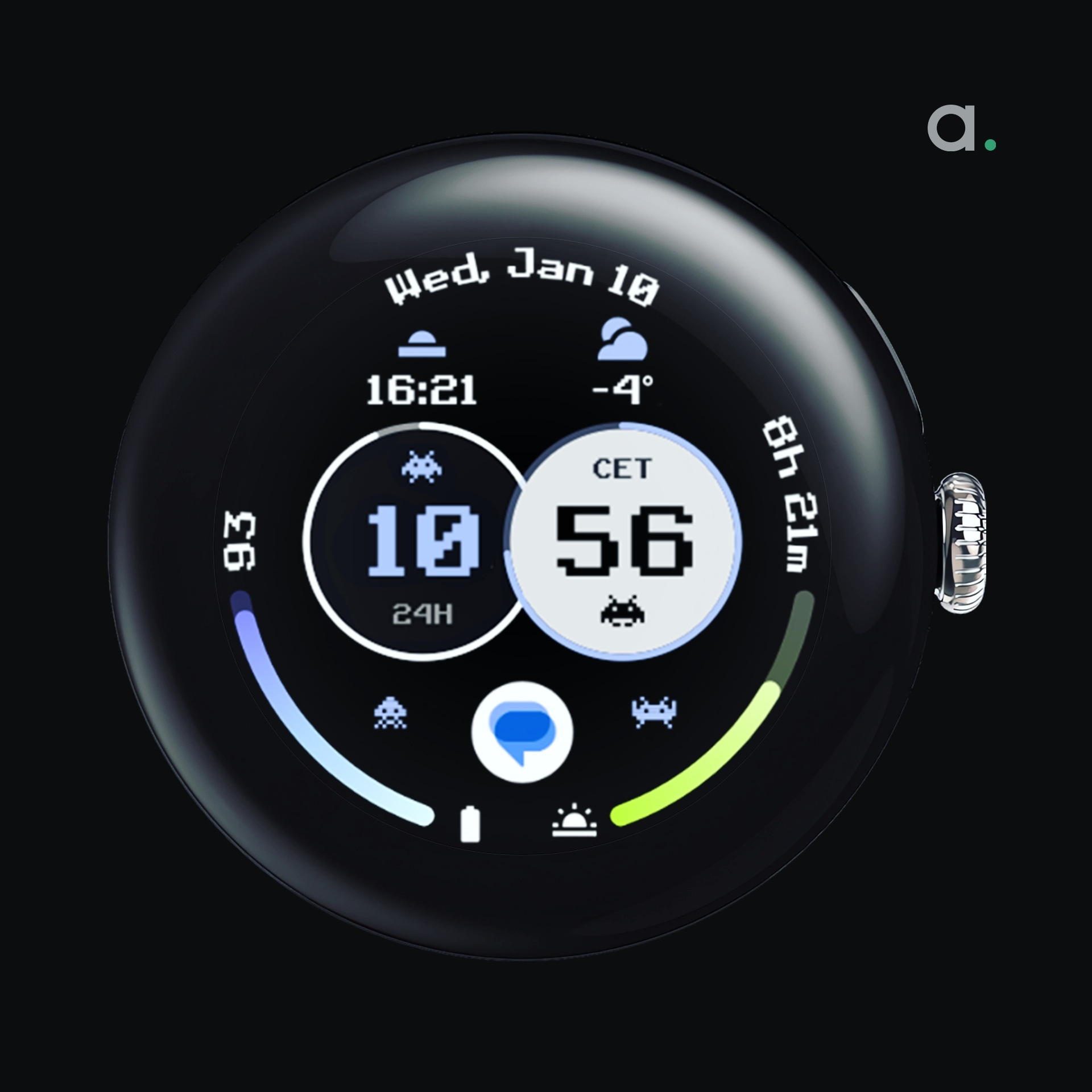 Gamer V1: Wear OS 4 watch face amoled watch faces android design digital gaming google play pixel watch retro ui watch face watch face format wear os