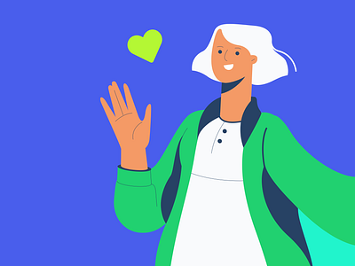 Concept illustration for a volunteering platform blue branding design girl graphic design green heart illustration menina product design shapes transforma brasil