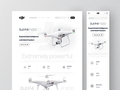 DJI Quadcopter - Website responsive interaction djl dribbbleshowcase graphic design mobiledesign dribbbleshowcase quadcopter ui