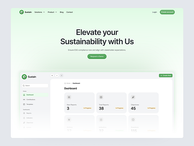 Sustain Hero dashboard e commerce product design web design