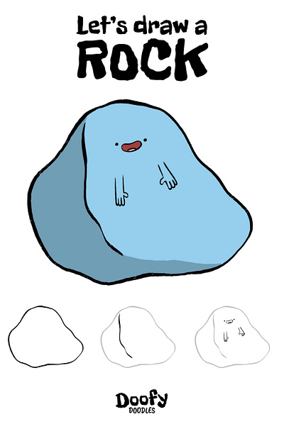 Let's draw a Rock! cartoon cartoons character how to illustration