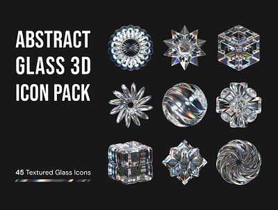 Abstract Glass Pack 3d 3dart asbstract b3d blender branding collection cube cycles downloadable flower glass icon illustration organic pack render shape sphere ui