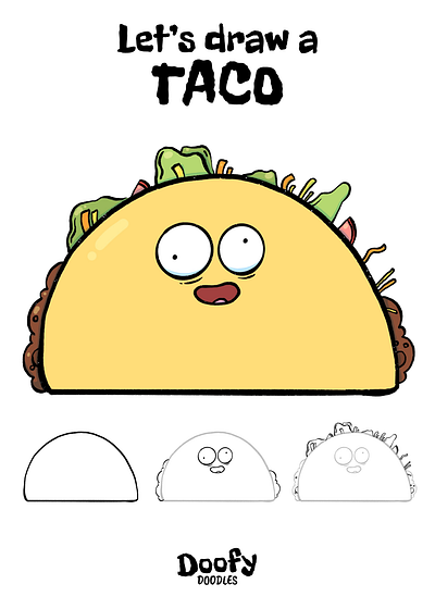 Let's draw a Taco! cartoon cartoons character how to illustration