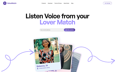 Voice Match - Light Hero Exploration design graphic design landing page social network ui ux web design