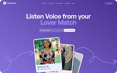Voice Match - Colored Hero Exploration colored hero design hero section landing page ui ux web design