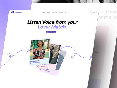 Voice Match - Landing page dating app design landing page social network ui ux web design