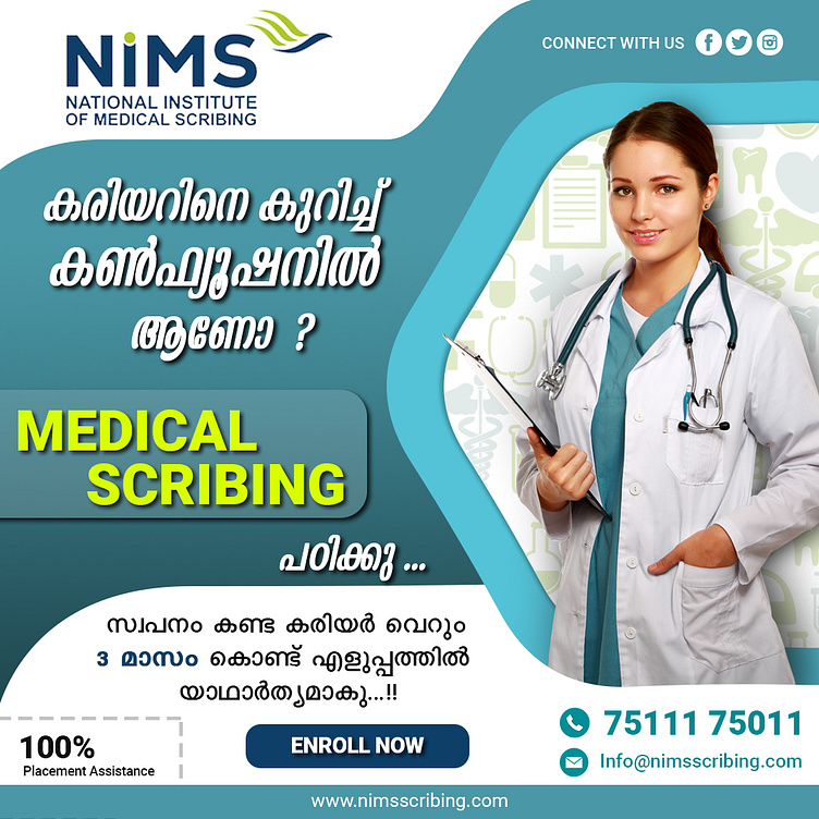 Medical Scribing Poster Malayalam by Basin Sainudeen on Dribbble