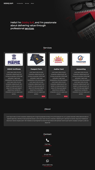 Successful Simple One Page Web Porfolio For Siddiq Sufi css html js portfolio web site