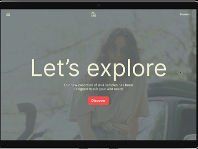 Explore - webpage with adventure 4x4 adventure animation cars design explore graphic design motion motion design movement movie nature off road ui user experience user interface user interface design ux webpage