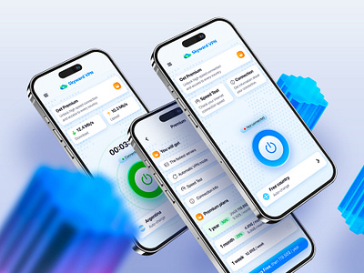 Skyward VPN App app application button design iphone 15 pro mobile select location skyward ui vpn