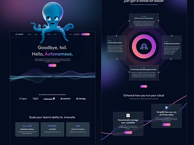 Sedai Website dark dark ui dark website data design octopus saas website ui web web design website