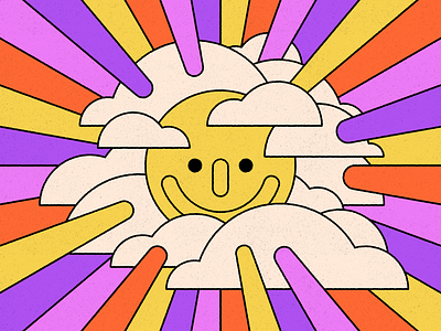 Bursting Through cloud clouds geometric illustration lewisosb smile sun sun rays sunshine texture vibrant