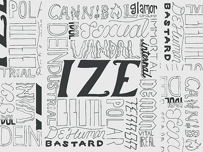 -IZE words handwriting scan type typography