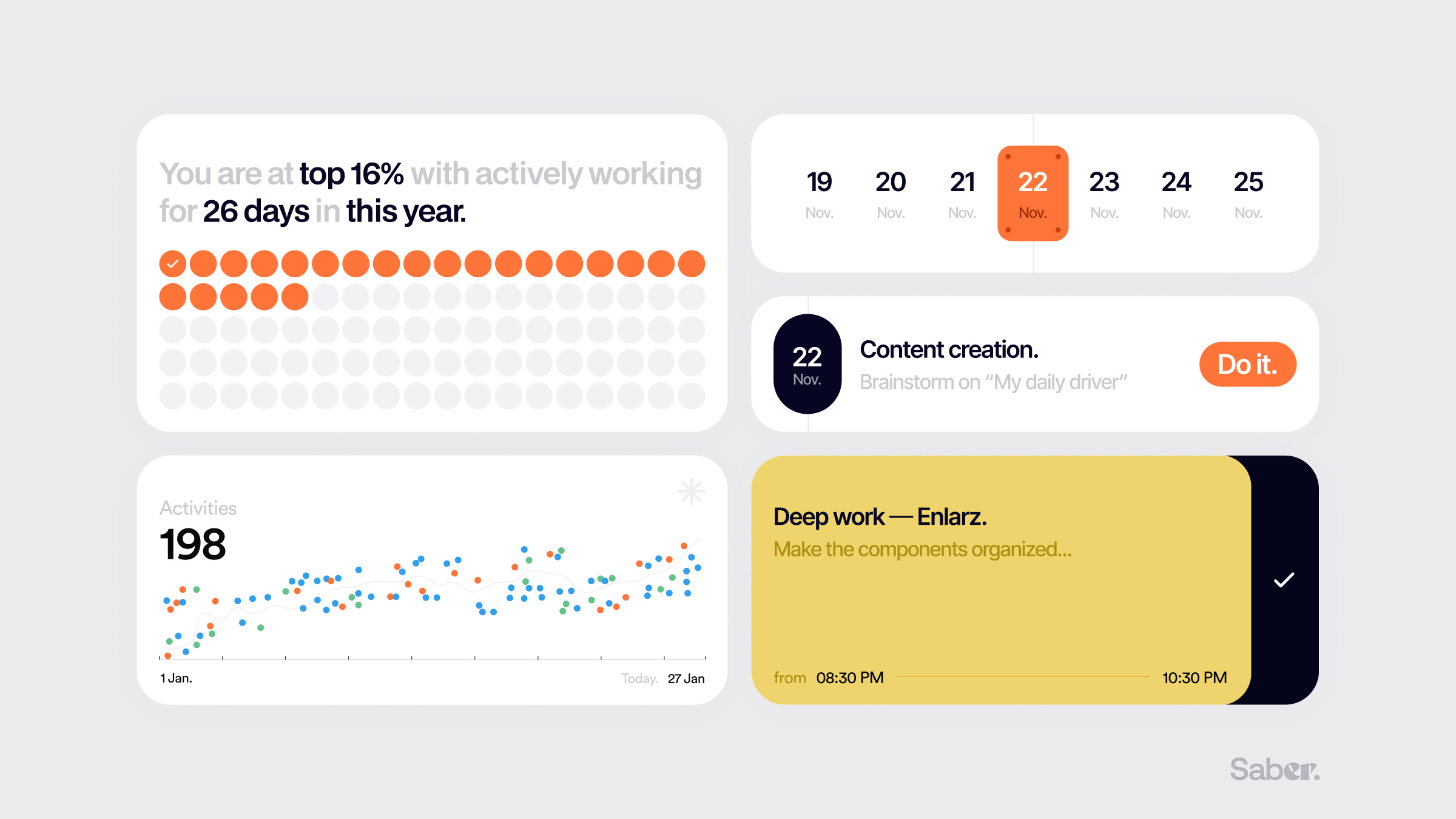 ● Some orangy components app ui branding dashboard design illustration minimal mobile app saber saber ali ui