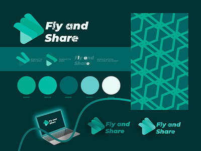 Logo for start up travel company called Fly and Share, branding fly logo travel logo