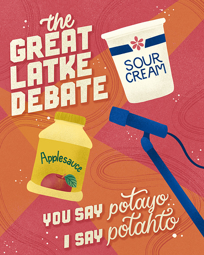 Great Latke Debate Hanukkah Lettering and Illustration design hanukkah winter