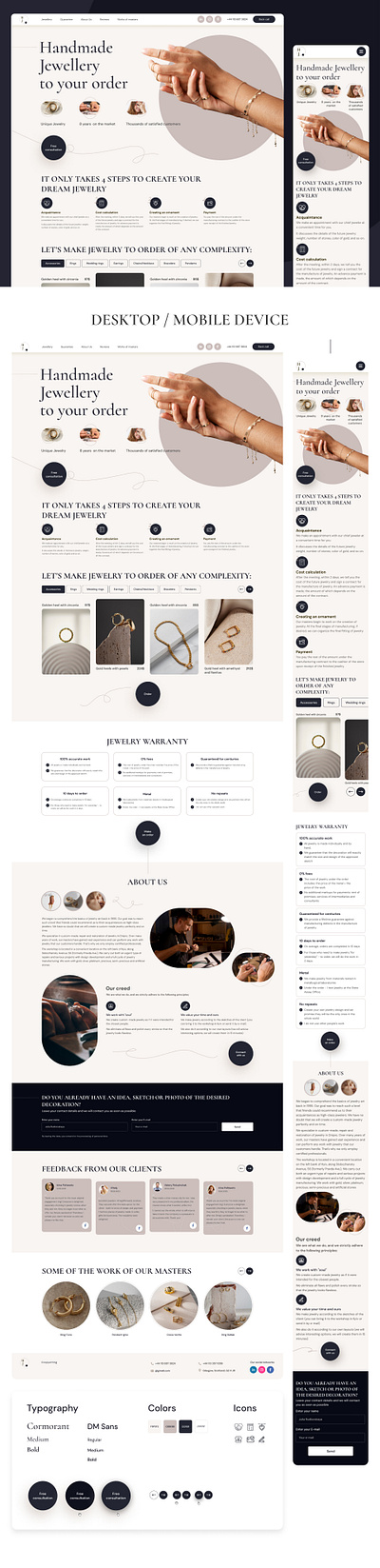 Handmade Jewellery to your order creativity homepage jewellery ux webdesign