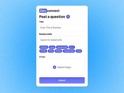 Post a question screen/Devconnect adobe xd app app design brand identity branding design form illustration log in page sign up page typography ui ux ux