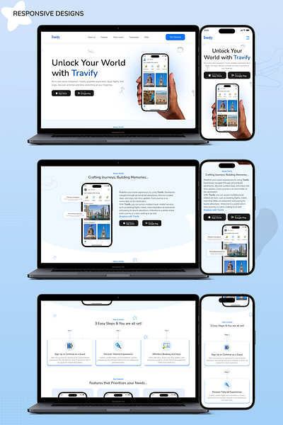 Landing Page of a travel app landing page for a travel app