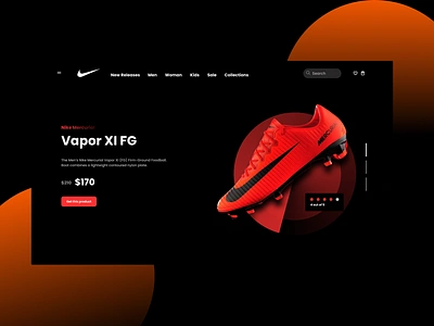 Nike Vapor XI FG Landing Page - Exercise graphic design ui