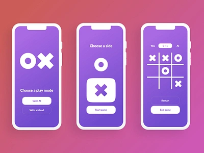 Tic Tac Toe Game game game board gamedev graphic design iphone minimalism mockup mockups tac tic tic tac toe toe ui