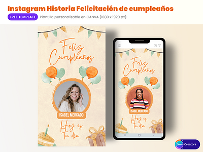 Instagram Story Birthday Wishes beige birthday canva celebration free gift graphic design orange party social media template