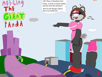 Ooh, what's over there? adult anthro asian bears character chinese destruction dress fantasy female furry giantess illustration kaiju mammal mobian panda pink sonic sonicoc