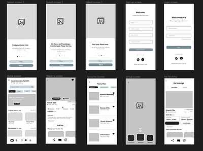 Wireframes for Hotel booking App app design figma ui uidesign ux uxdesign