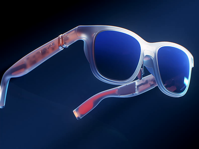 Transperent XR glases render 3d animation ar branding c4d glasses leans motion night opacity transparent ui viture vr white xr