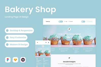 OvenJoy - Bakery Shop Landing Page bakery delivery desktop exploration interface landing marketing menu order page retail selling startup store website